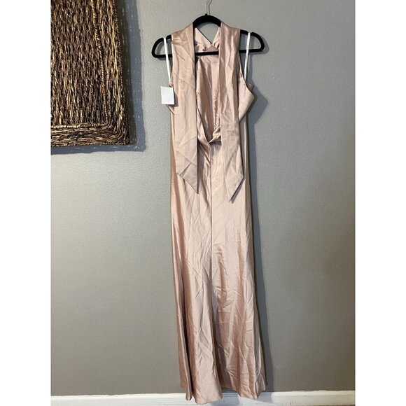 LOVELY LB025 Medium Satin Twist Halter Formal Trumpet Gown NWT $231 - Picture 6 of 8